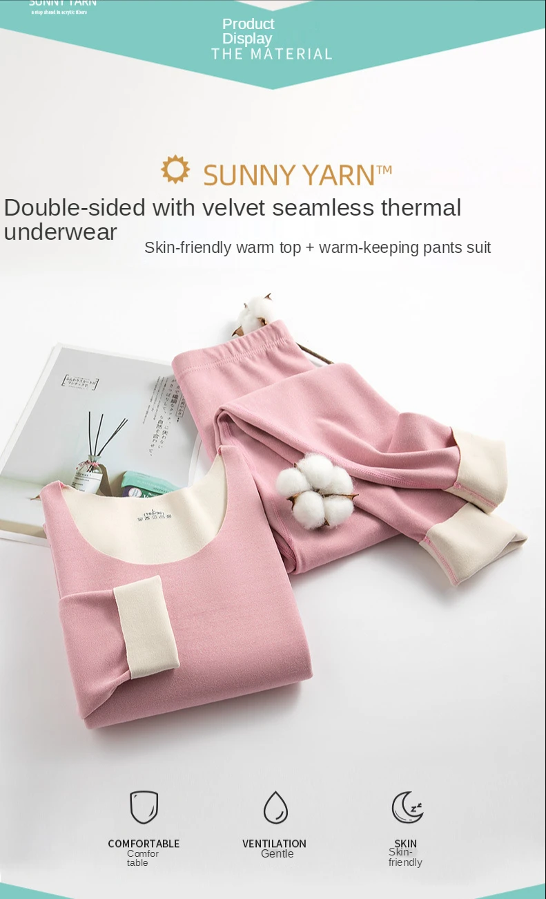 Sous-vêtement Thermique Long Jane Pour Femme - Tissu Fantaisie, Mi-haute - Blanc, Coton/polyester