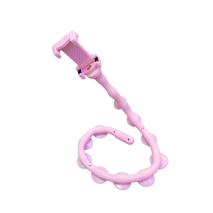 pink Ленивый держатель для мобильного телефона Стенд 360 ° сгибаемый гибкий присоска телефон крепление зажим червь телефон кронштейн ручка поддержка стол кровать - Цвет: pink