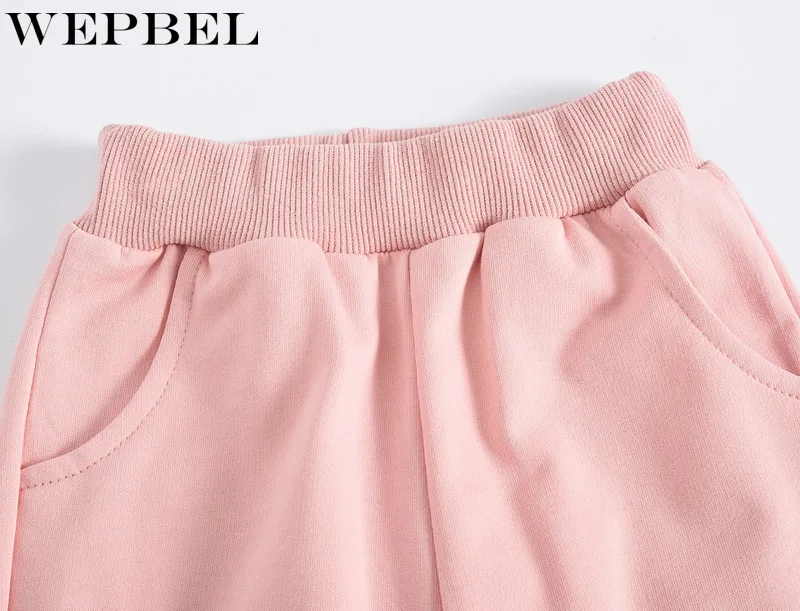 WEPBEL/детская осенне-весенняя одежда; штаны для девочек; детские брюки для маленьких мальчиков и девочек; штаны-шаровары; однотонные цвета