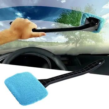 

Plastic Windshield Cleaner Microfiber Auto Window Cleaner Handle Handy Car Cleaning Brushes Tool Sponges Long Washable D3S5