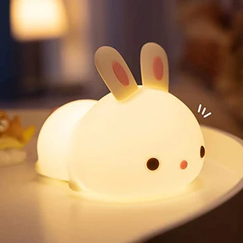 

Kids Night Light Bunny Cute Lamp Silicone Baby Night Light with Touching Sensor Rechargeable Color Changing for Children --M25