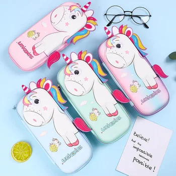 

Cute School Pencil Case for Girls Boy Pencilcase Canvas Cartridge Pen Bag Kawaii Unicorn Pen Box Stationery Korean Penal Kit