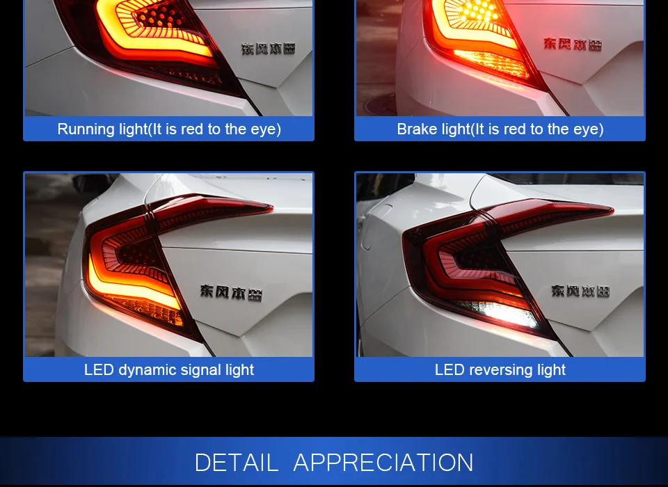 DK Motion дизайн с фабрики модифицированный светодиодный задний фонарь для Honda Civic задний светильник