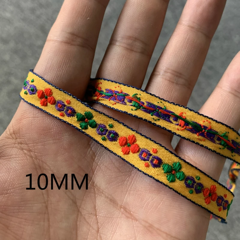 Ribbon Decoration Ribbon Supplies 3YARD 3/8 INCH 9-11MM Ethnic Embroidered Jacquard Ribbons Trim DIY For Decoration Handcraft Apparel Sewing Headwear