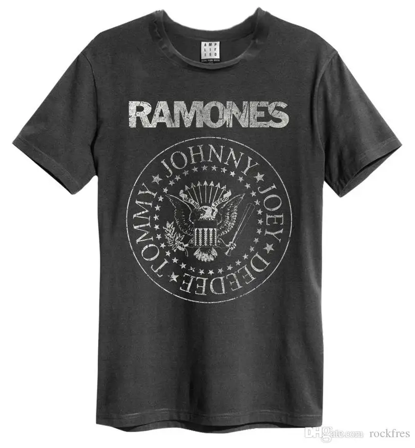 Ramones Мужская футболка HEY HO LET'S GO Blitzkrieg Bop Band темно серая в стиле хип хоп летняя