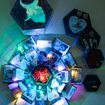 

Fluorescent Surprise Love Explosion Box Gift Constellation For Anniversary Scrapbook Diy Photo Album Birthday Valentine Gift New