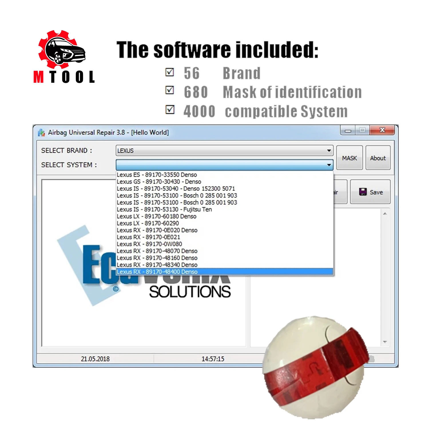 Airbag Reset Tool Airbag Universal Repair V3.8 ECU Programmer of Airbag