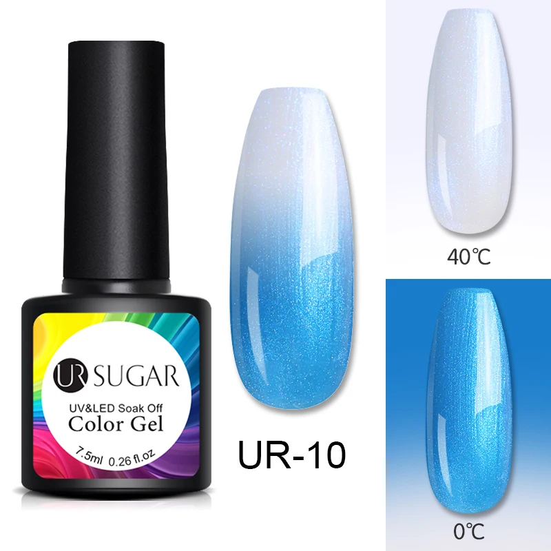 Ur Sugar термальный блестящий гель замачиваемый УФ-гель голографический лак меняющий цвет при температуре Гель-лак для дизайна ногтей Гель-лак - Цвет: 10