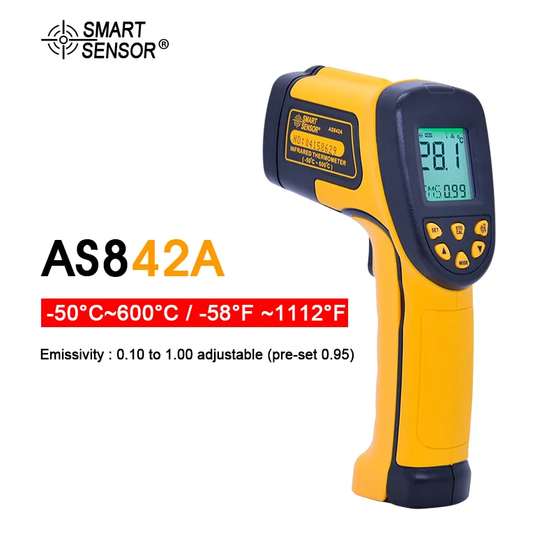 AS842A AS842A AS852B AS862A цифровой инфракрасный термометр бесконтактный инфракрасный температурный пистолет ИК термометр Промышленный пирометр - Цвет: AS842A
