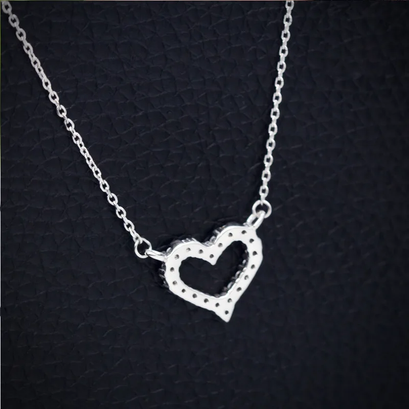 DXJEL Republic Dropship Suppliers 100% 925 Sterling Silver Love Heart Necklaces for Women Vip Link Dropshipping Center 2020 - Image 2