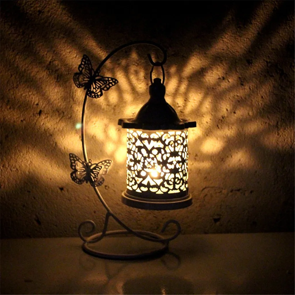 Полый подсвечник подвесной фонарь клетка для птиц винтажный кованый крючок подсвечник Настольный светильник свадебный Декор# R10
