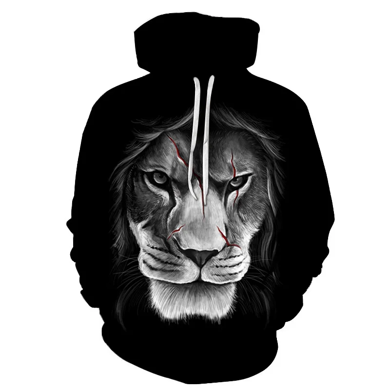 autumn men hoodies funny hip hop anime lion 3D printing sweatshirts pullover menwomen casual long-sleeved pocket sportswear