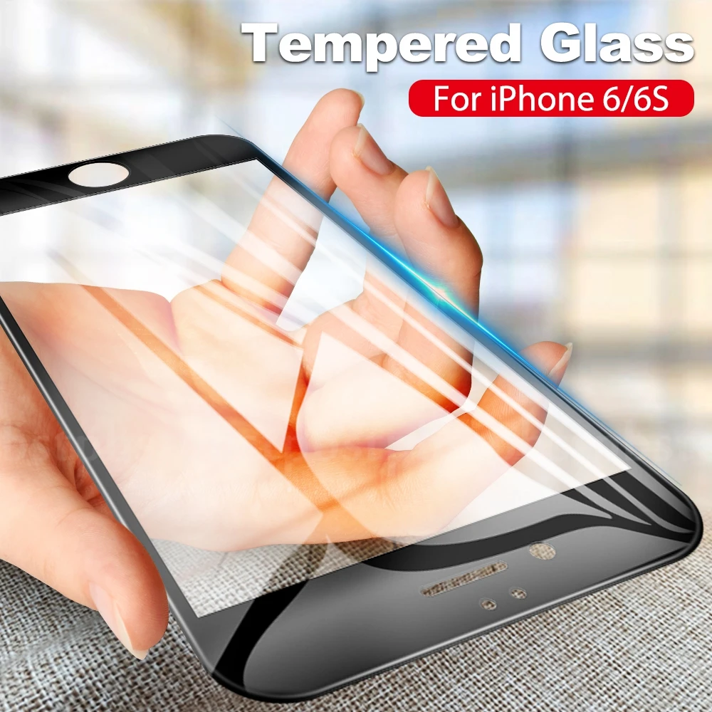 3D 9H полное покрытие закаленное стекло для iPhone X 8 7 6 6S Plus 5 5S SE Защита Экрана Черная