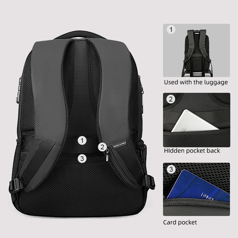 Mark Ryden 15.6inch Laptop Backpack NO Key TSA Anti Theft Men Backpack Travel Teenage Backpack Bag Male Bagpack mochila