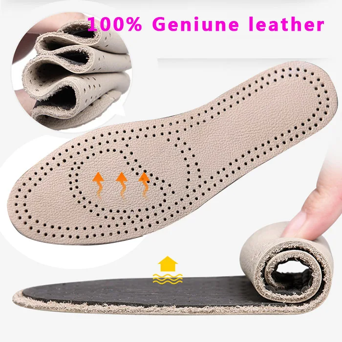 

LIHUAMAO 100% Genuine cow leather breathable anti-odor men's or women soft comfortbale insole
