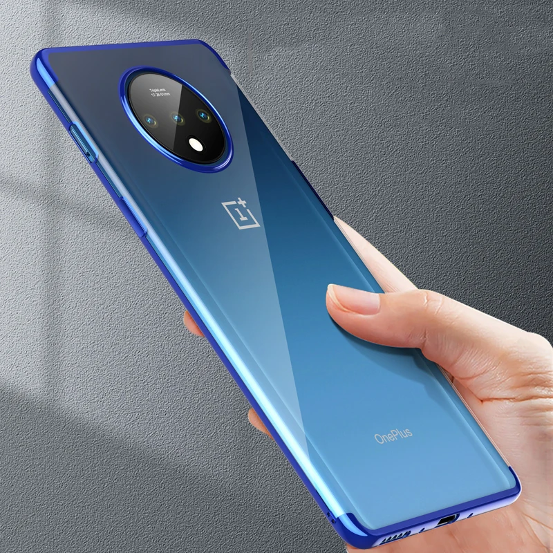 Роскошный чехол для Oneplus 7T с лазерным покрытием мягкая прозрачная задняя крышка