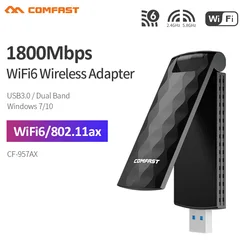 COMFAST – adaptateur sans fil wi fi 6 USB CF 957AX, 1800 mb/s, 802.11ax, 2.4/5 ghz, USB 3.0, haute vitesse, carte réseau, prise en charge OFDMA WPA3 