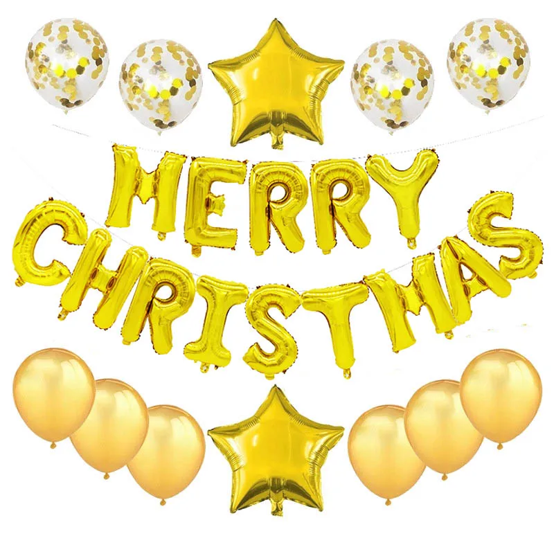 16 дюймов веселые рождественские воздушные шары из фольги с буквами счастливые новогодние вечерние украшения алфавит воздушные алюминиевые шары Набор принадлежностей - Цвет: B MCSuit4 Gold