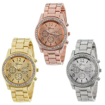 

Women Quartz Watch Three-eye Watch With Diamond Stainless Steel And Metal Band Luxury Fashion Business Wristwatch Reloj Mujer
