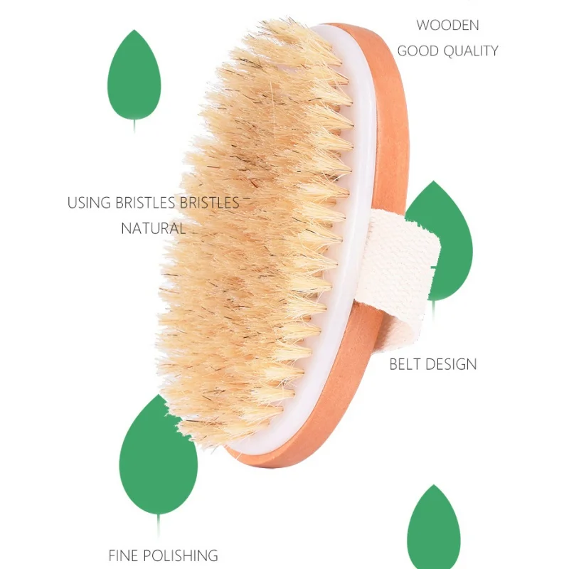 Сухая щетка для тела, отшелушивающая кисть, натуральная щетина, сухая щетка для удаления омертвевшей кожи, натуральная щетина, щетка для душа