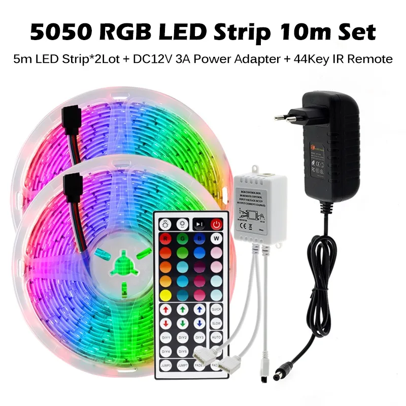 

SMD5050 Led Lights RGB Led Strip 12V With 24 Key 44 Key For Room Decor Led Tape 5M 10M 15M 20M
