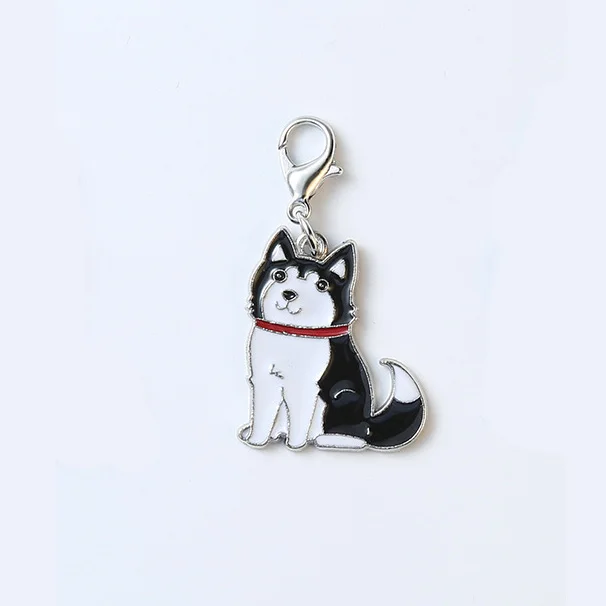 Husky black Хаски бульдог брелок с пуделем 10 шт./лот собаки подвеска для животных друг подарок брелок ювелирные изделия сумка Diy Pet Подвески для собак - Цвет: Husky black