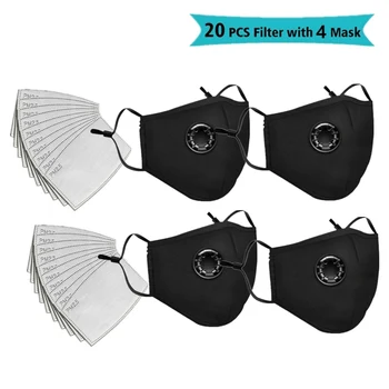 

20 PCS Filter Gift 4 Masks Washable Reusable Cotton Masks Mouth Muffle PM2.5 Anti Pollution Mouth Respirator Dust Mask Unisex