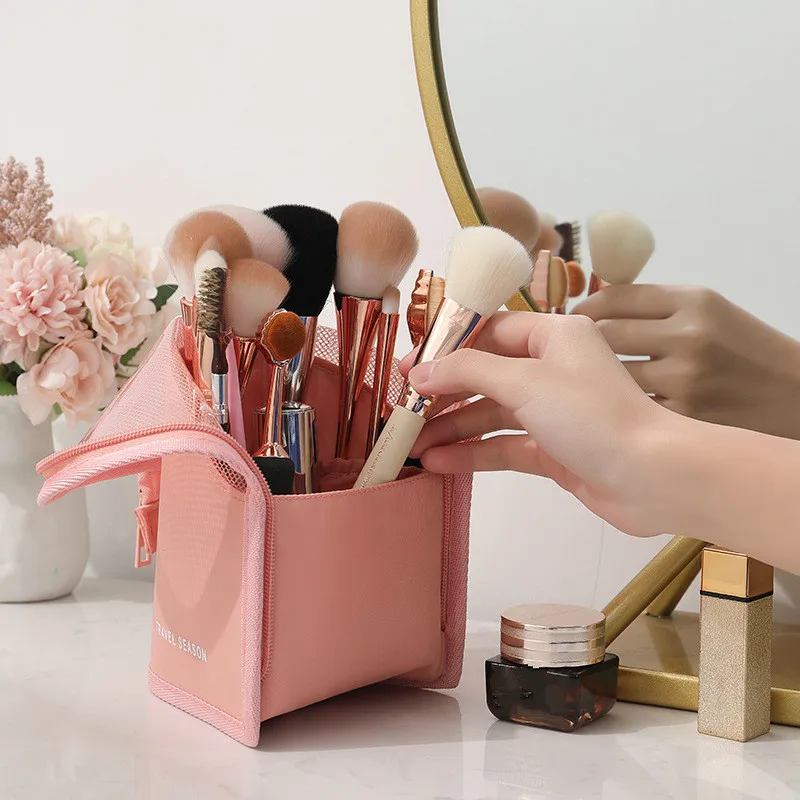 2020 New Travel Cosmetic Bag Portable Makeup Brush Bucket Beauty Organizer Box Lipstick Eyebrow Pencil Case Simple Make Up Pouch | Багаж и