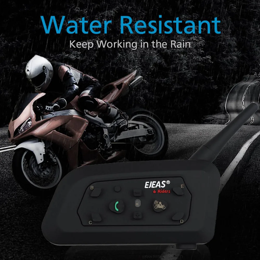 2pcs V6Pro Motorcycle Intercom Group Helmet Bluetooth Headset Waterproof Handsfree 1200 m Mortorbike Interphone Moto Garnish