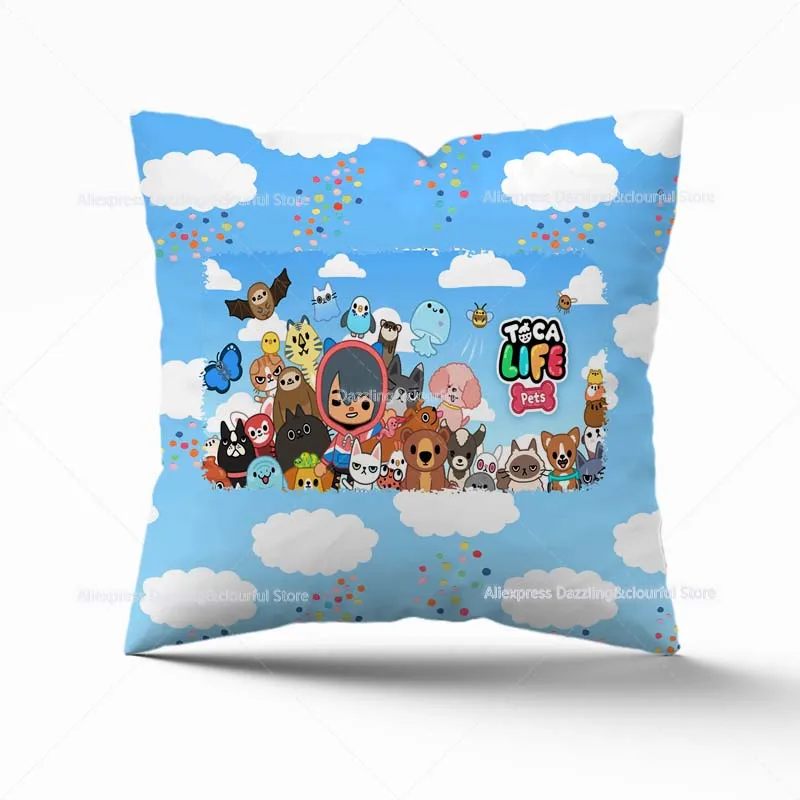 Cute Cartoon Toca Life World Pillow Case Home Car Throw Pillow Cover Square Zipper Cushion Covers Decoration 45*45cm No Pillow teenage mutant ninja turtles toys