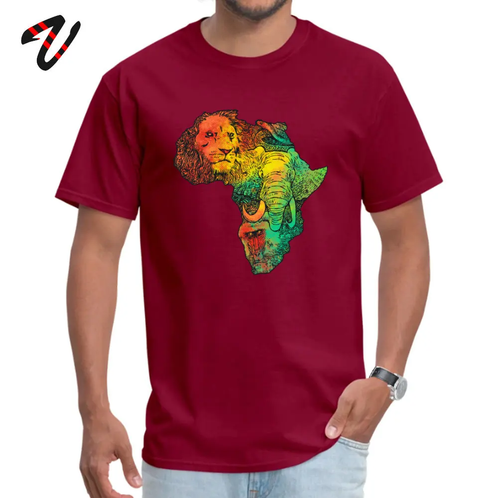 AfricaII Cotton Fabric Mens Short Sleeve Tees Print Summer Fall Tshirts Funny Tee Shirt Oversized Round Neck Free Shipping Africa_II_7551 maroon