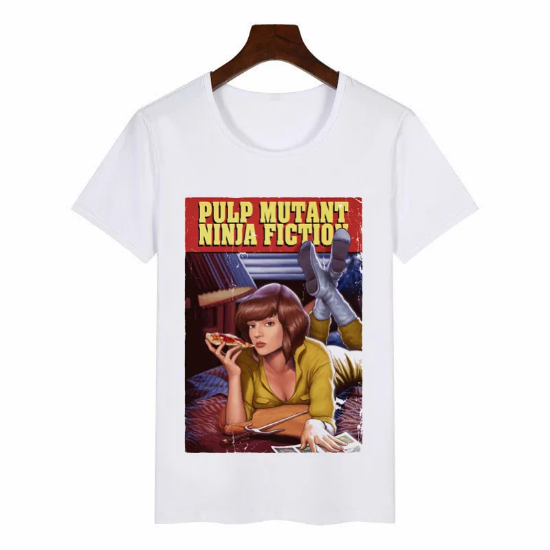 P1715F-white Новая летняя модная целлюлозная фантастика, плакат, 1994, Квентин Тарантино футболка женская с круглым вырезом Shoer рукавом футболки и топы - Цвет: P1715F-white