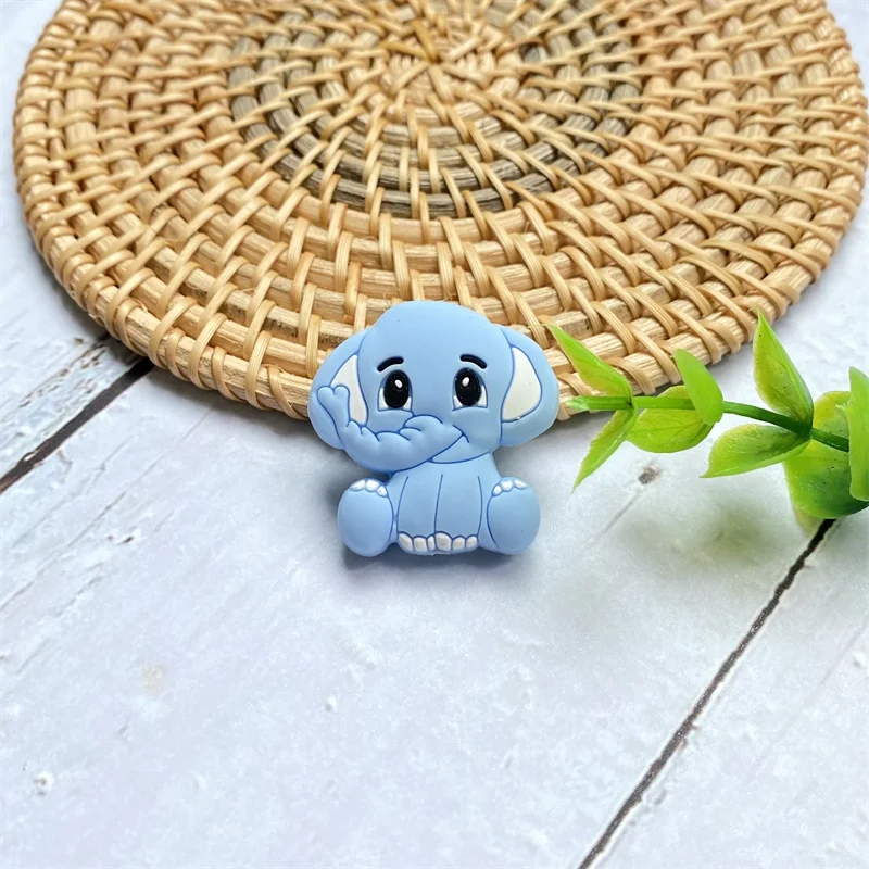 10PCS BPA 무료 코끼리  실리콘 구슬 음식 학년  간호 Teether 장난감 액세서리에 대 한 귀여운 Teething 구슬