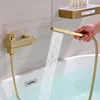 Brushed Gold Bathtub Shower Mixer Faucet Wall Mount Bathroom Tub Mixer Tap with Hand Shower Bidet  Set Matte Black Fashion 1