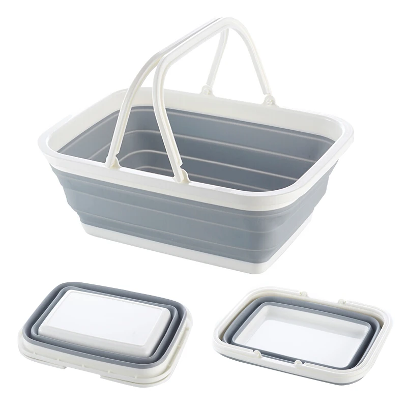 Folding Laundry Storage Basket Hamper Washing Bin Reusable Shopping Tote Basket for Soaking Hauling Clothes FPing