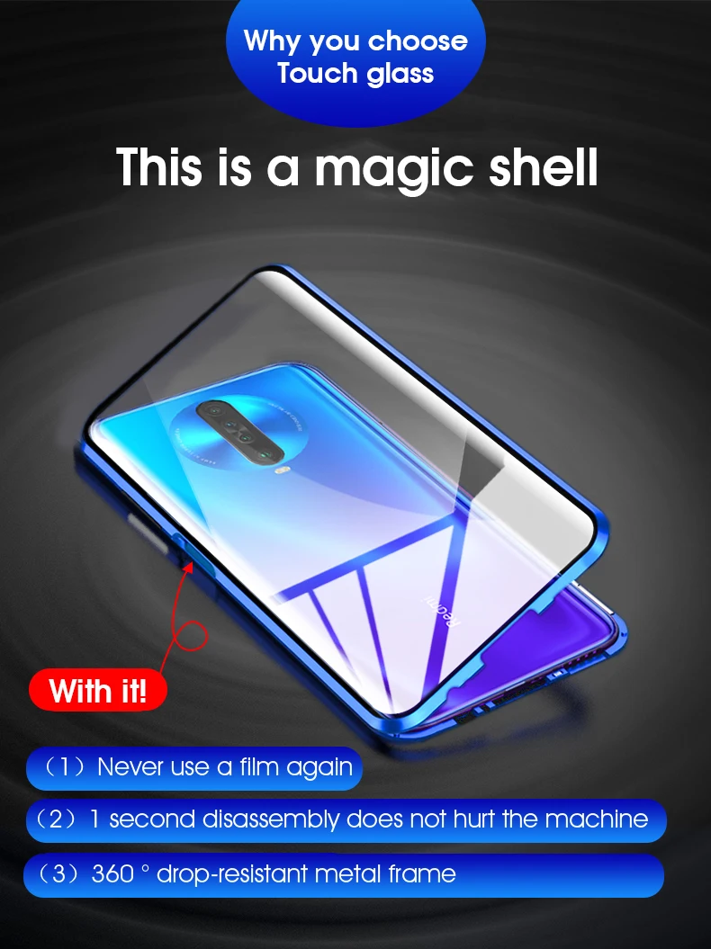 360 Полный Магнитный чехол для Xiaomi Redmi K30 5G Передний+ задний металлический бампер из закаленного стекла для Redmi K 30 K30 Pro 6,6" Чехол
