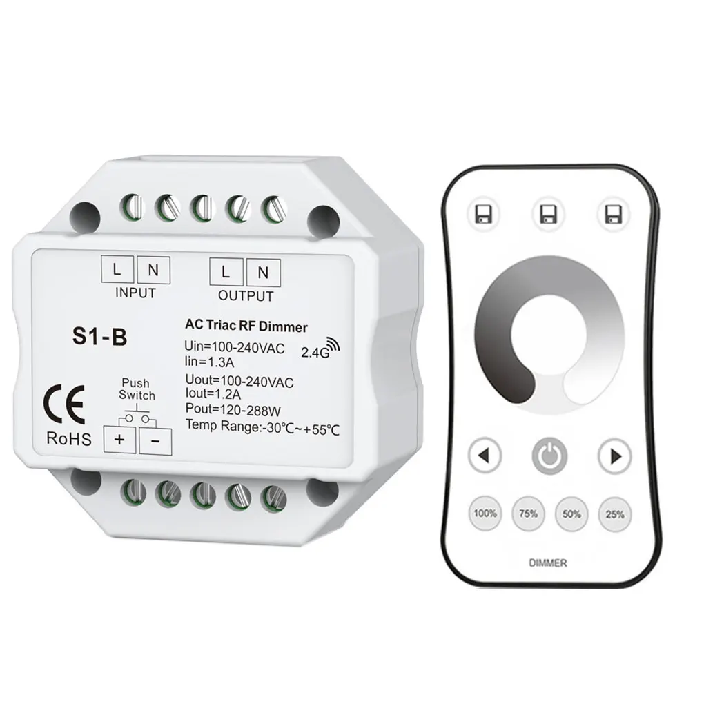 R6-1 remote control Симисторный регулятор светодиодного освещения 100-240VAC беспроводной РЧ с регулируемой яркостью кнопочный переключатель 2,4G пульт дистанционного управления один цвет светодиодный диммер лампы - Цвет: R6-1 remote control