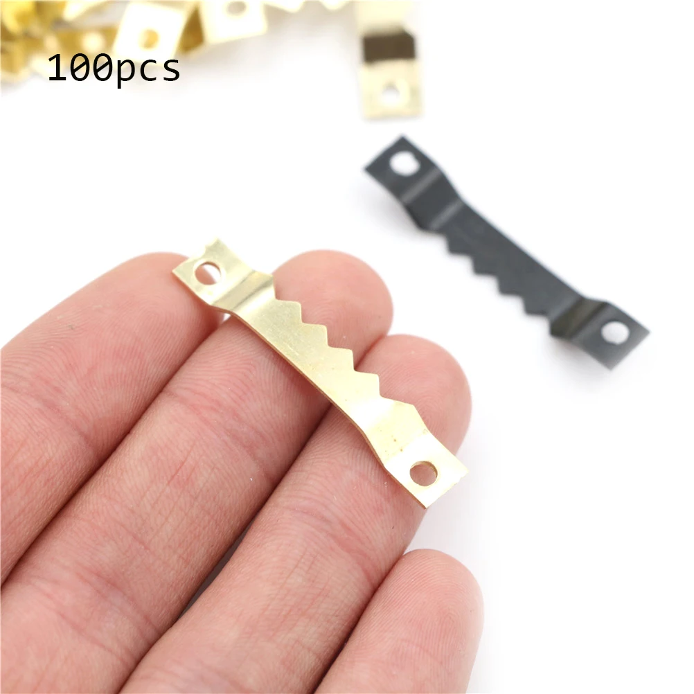 

100pcs High Quality Black No Nail Picture Frame Hooks Saw Tooth Sawtooth Hangers Wholesales