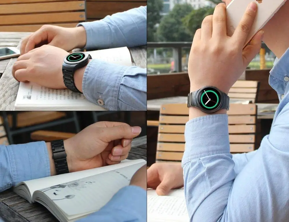Gear S2 ремешок для часов, Соединительный адаптер+ ремешок из нержавеющей стали для samsung gear S2 SM-R720/SM-R730 браслет металлический ремешок для часов