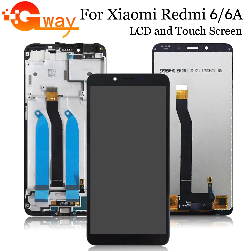 Черный/белый ЖК-дисплей с сенсорным экраном и дигитайзером для xiaomi Redmi 6A/6 рамкой