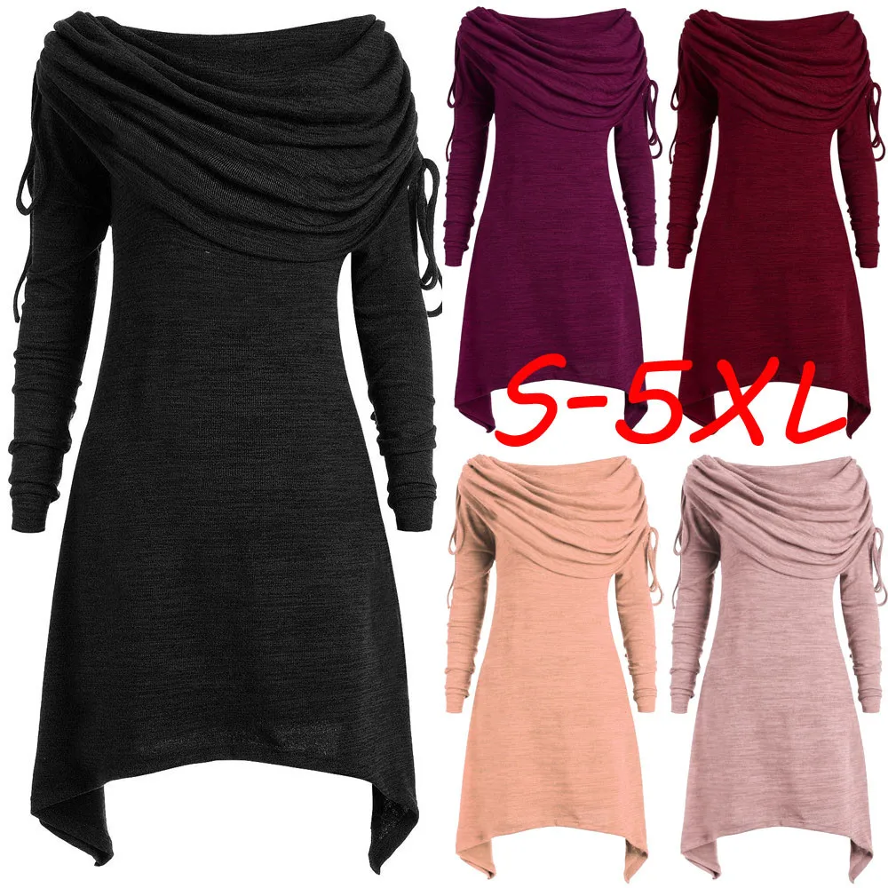 Женская Повседневная Блузка с рюшами размера плюс модная однотонная длинная