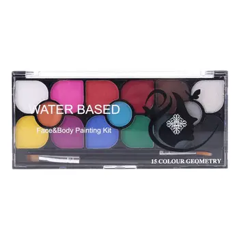 

15 Colors Face Painting Body Makeup Non Toxic Water Soluble Paint with 2 Brushes A9LC