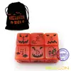 Set of 6 Bescon Luminous Halloween Dice 6 Sides, Glow in Dark 6 Sided Halloween Dice Set in Velvet Pouch 3