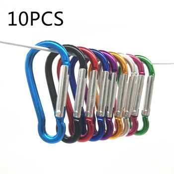 

10pcs M6 Color Carabiners Aluminum Alloy Carabiner Spring Snap Clip Hooks Keychain Climbing Carabiner for Keys Camping Tools