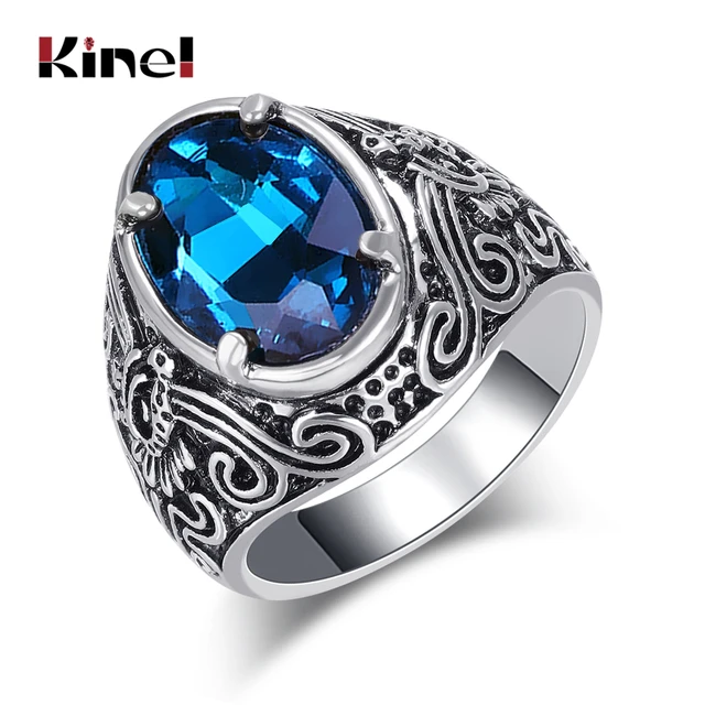 Emerald Natural Stone 925 Sterling Silver Ring Handmader For Men Jewelry  Black Onyx Ston Gift Turkish Style Rings All Size Zirco - AliExpress