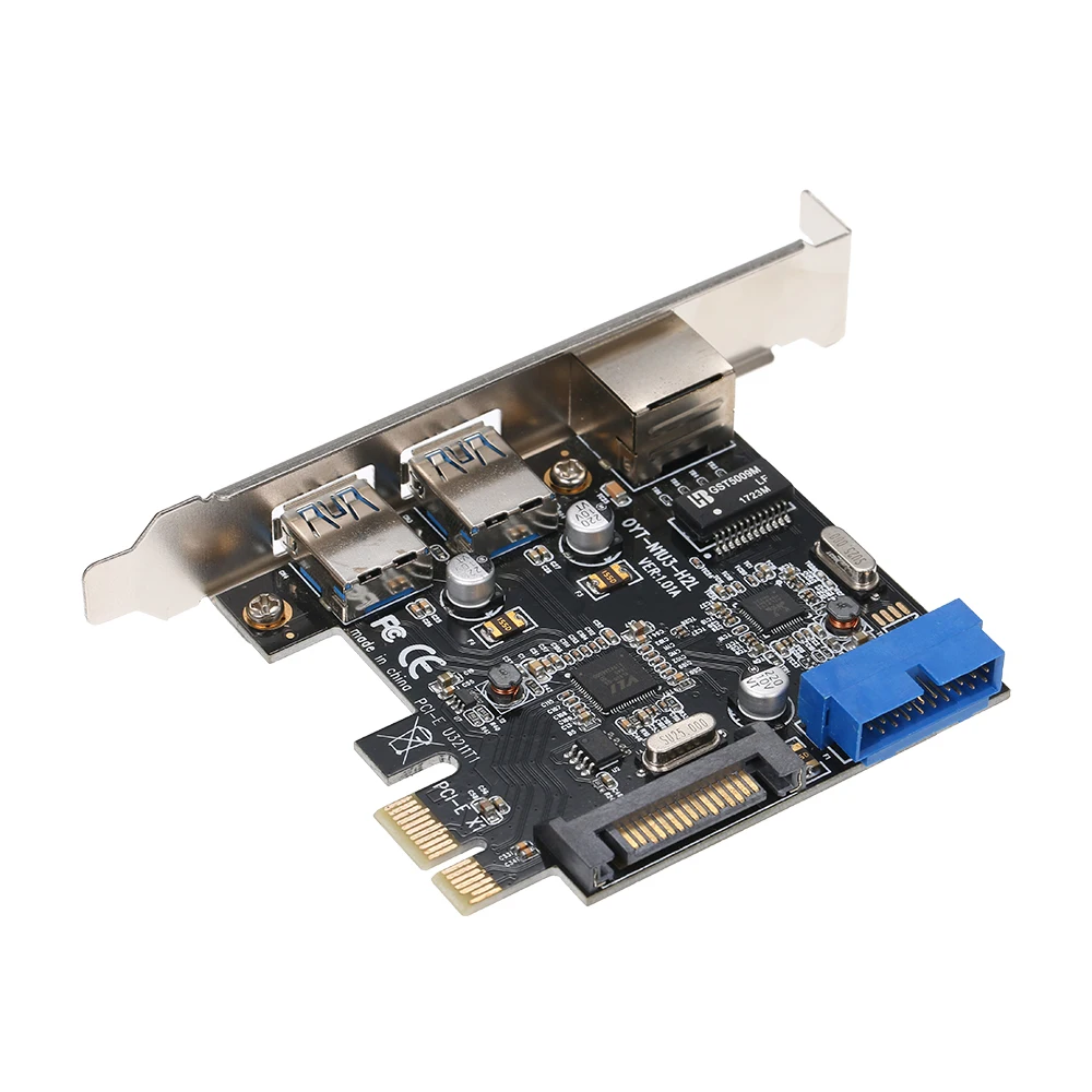 PCI-E к USB3.0 карта расширения 2 USB3.0 порта 4Pin блок питания и гигабитная высокоскоростная сеть