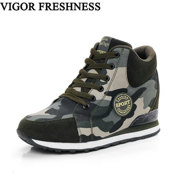 

VIGOR FRESHNESS Autumn Shoes Women Ankle Boots Camouflage Military Training Shoes Woman Height Increasing Sneakers Spring S64