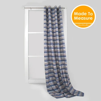 

New Year Printed Old wood European style Curtains for living room Customized Size 100% Cotton Blue stripe pattern customized