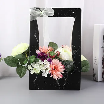 

10pcs marble Portable flower basket bouquets packaging bags wedding Baby shower birthday valentine Mother's Day gifts bags