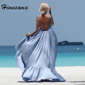 

Boho Maxi Dress Women Spaghetti Strap Backless Long Dress 2020 Sexy Summer Party Bohemian Beach Dresses Vestidos Robe Femme F
